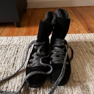 Sole society lace up boots faux suede faux fur